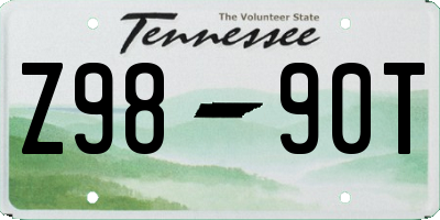 TN license plate Z9890T