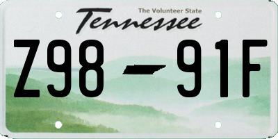 TN license plate Z9891F