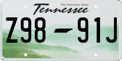 TN license plate Z9891J