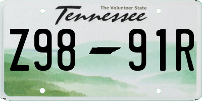 TN license plate Z9891R