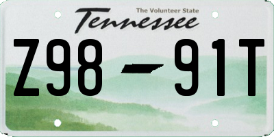 TN license plate Z9891T