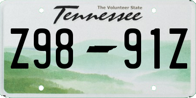 TN license plate Z9891Z