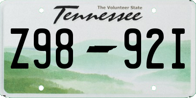 TN license plate Z9892I