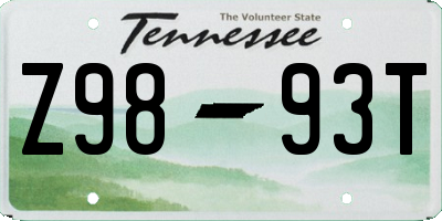 TN license plate Z9893T