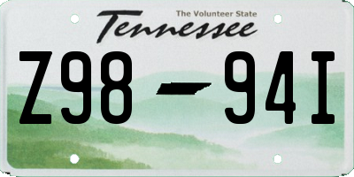 TN license plate Z9894I