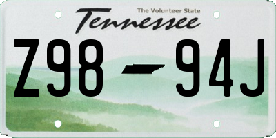 TN license plate Z9894J