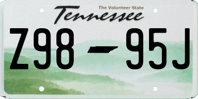 TN license plate Z9895J