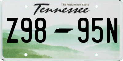 TN license plate Z9895N