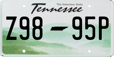 TN license plate Z9895P