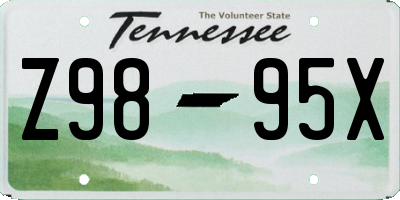 TN license plate Z9895X