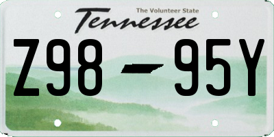 TN license plate Z9895Y