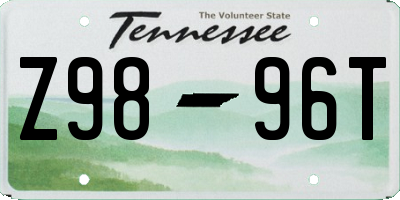 TN license plate Z9896T