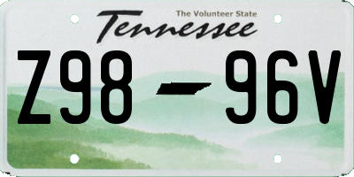 TN license plate Z9896V