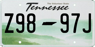 TN license plate Z9897J