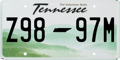 TN license plate Z9897M