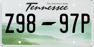 TN license plate Z9897P
