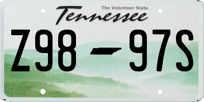 TN license plate Z9897S