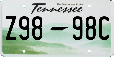 TN license plate Z9898C