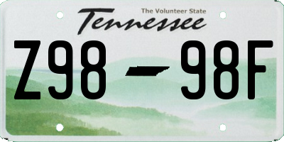 TN license plate Z9898F