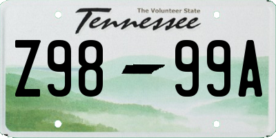 TN license plate Z9899A