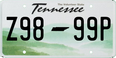 TN license plate Z9899P