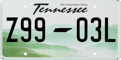 TN license plate Z9903L