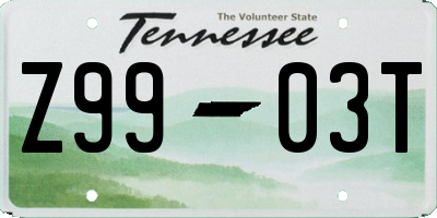 TN license plate Z9903T