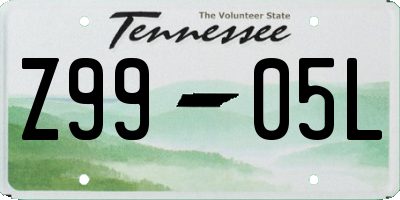 TN license plate Z9905L
