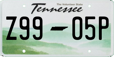 TN license plate Z9905P