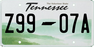 TN license plate Z9907A