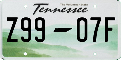 TN license plate Z9907F