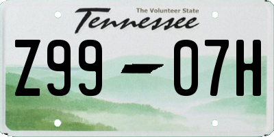 TN license plate Z9907H