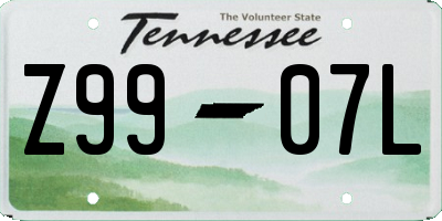 TN license plate Z9907L