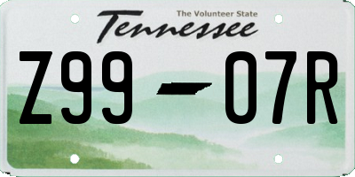 TN license plate Z9907R