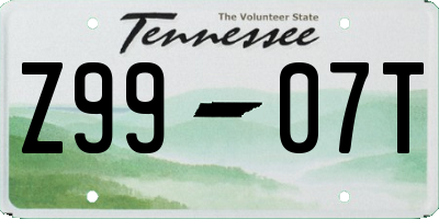 TN license plate Z9907T