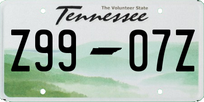 TN license plate Z9907Z