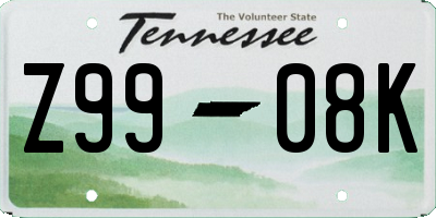 TN license plate Z9908K
