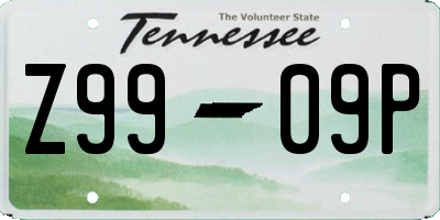 TN license plate Z9909P