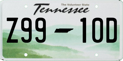 TN license plate Z9910D