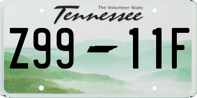 TN license plate Z9911F