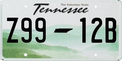 TN license plate Z9912B
