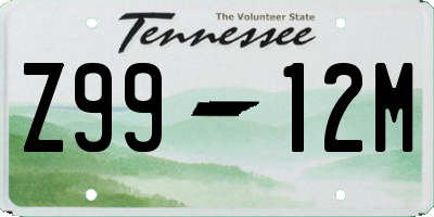 TN license plate Z9912M