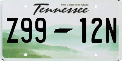 TN license plate Z9912N
