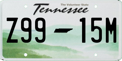 TN license plate Z9915M