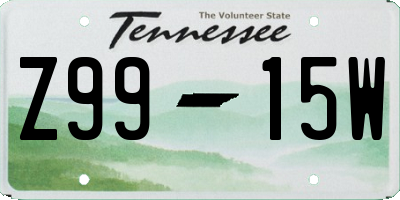 TN license plate Z9915W