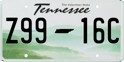 TN license plate Z9916C