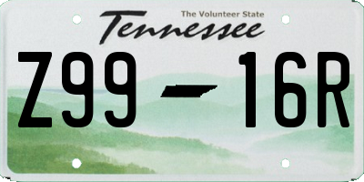 TN license plate Z9916R