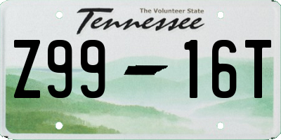 TN license plate Z9916T