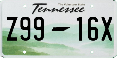 TN license plate Z9916X