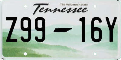 TN license plate Z9916Y